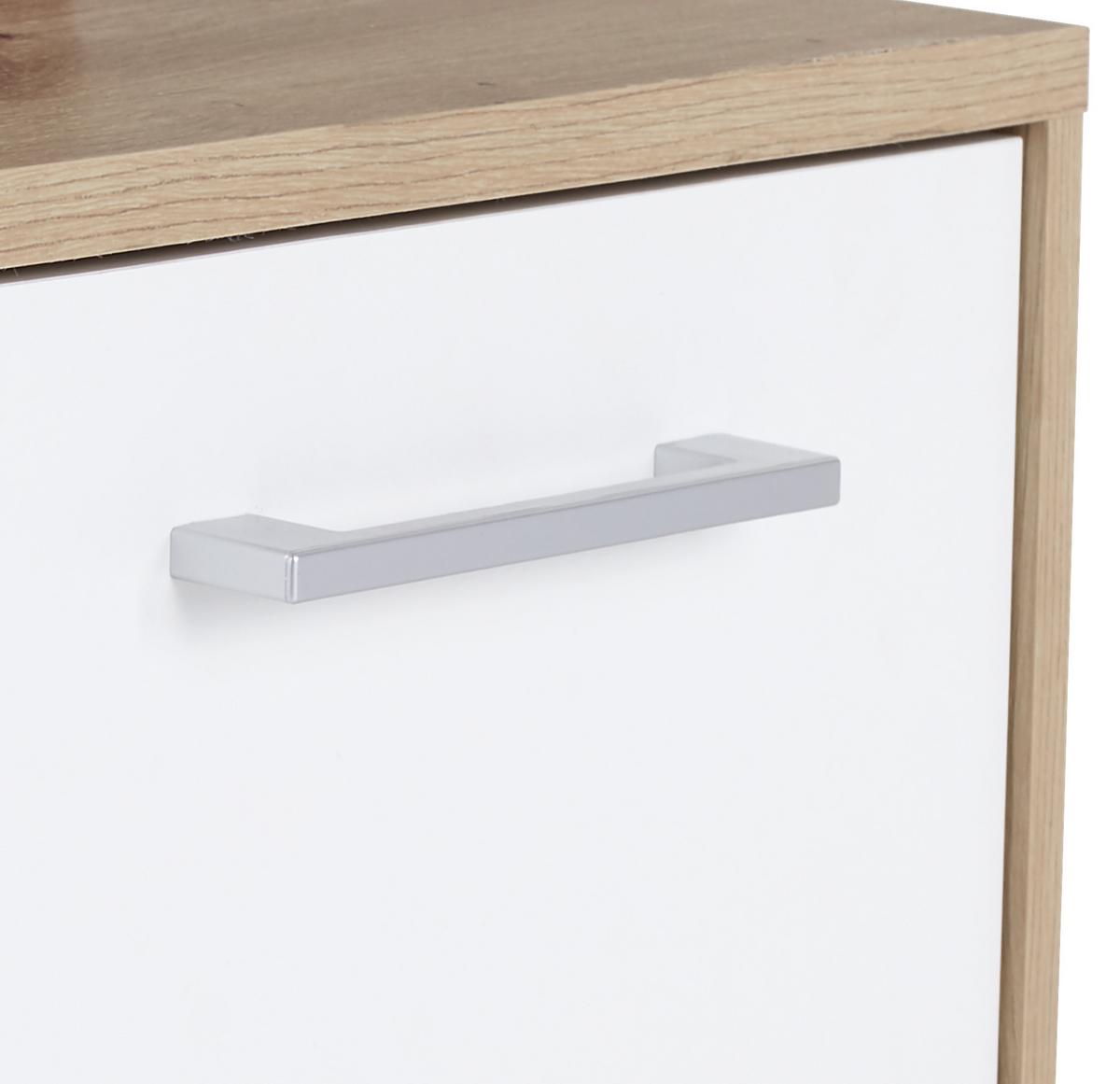Nachtkästchen Eiche Dekor/weiß H: 37 Cm Box - Eichefarben/Alufarben, MODERN, Holzwerkstoff (50/37/50cm) - Ondega
