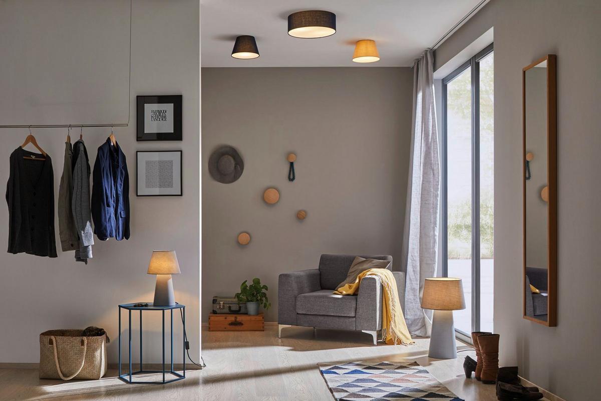 Deckenleuchte Ø 38 cm, 2-Flammig, dimmbar - Dunkelblau, Basics, Textil (38/13cm) - Paulmann