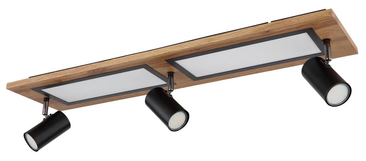 Led Mennyezeti Lámpa 67306d1 - natúr színű/fekete, Design, műanyag/faalapú anyag (80/20/18cm)
