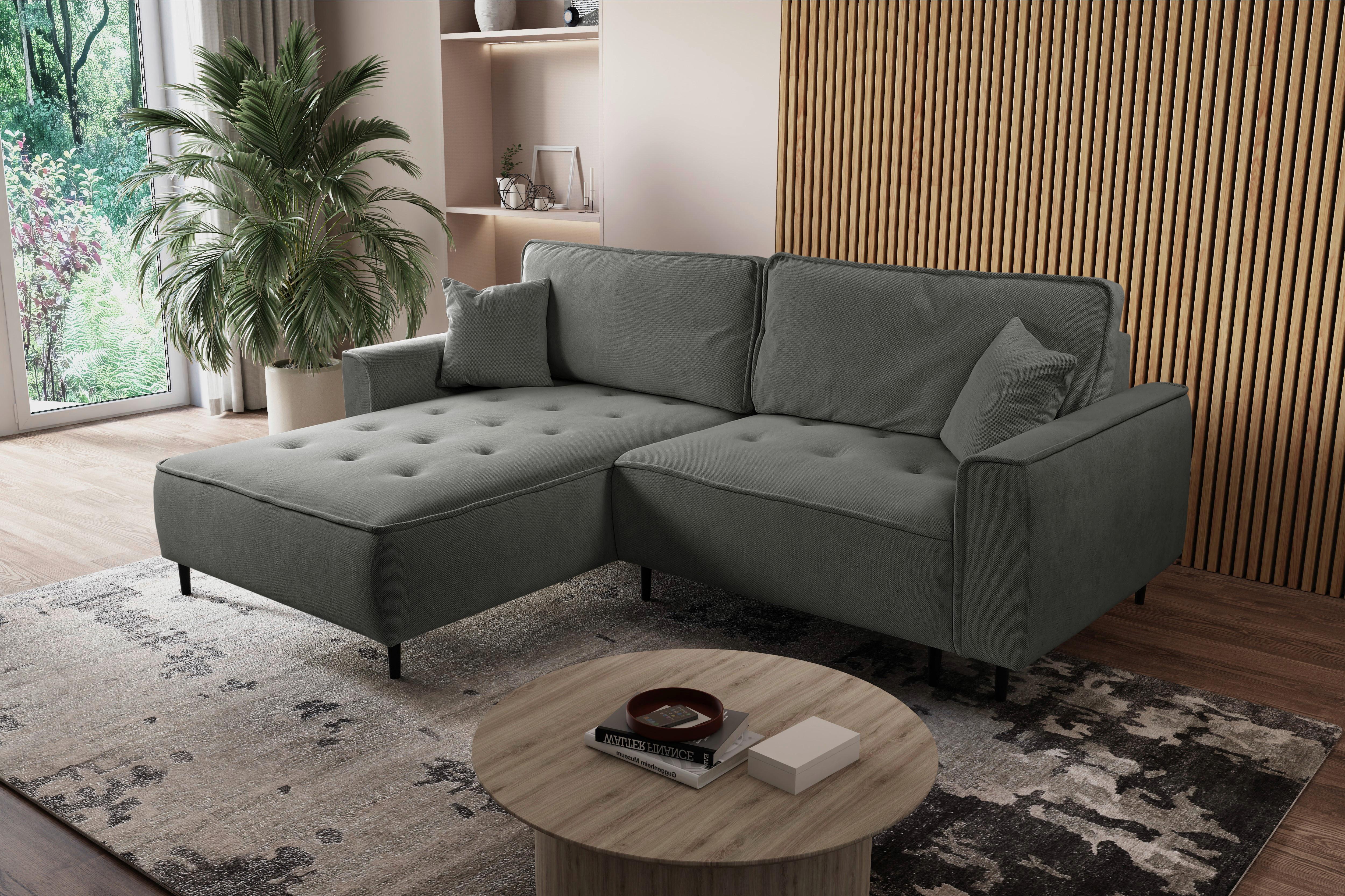 Ecksofa Blues Dunkelgrau/Schwarz, 183 cm - Dunkelgrau/Schwarz, Design, Textil (183/263cm) - MID.YOU