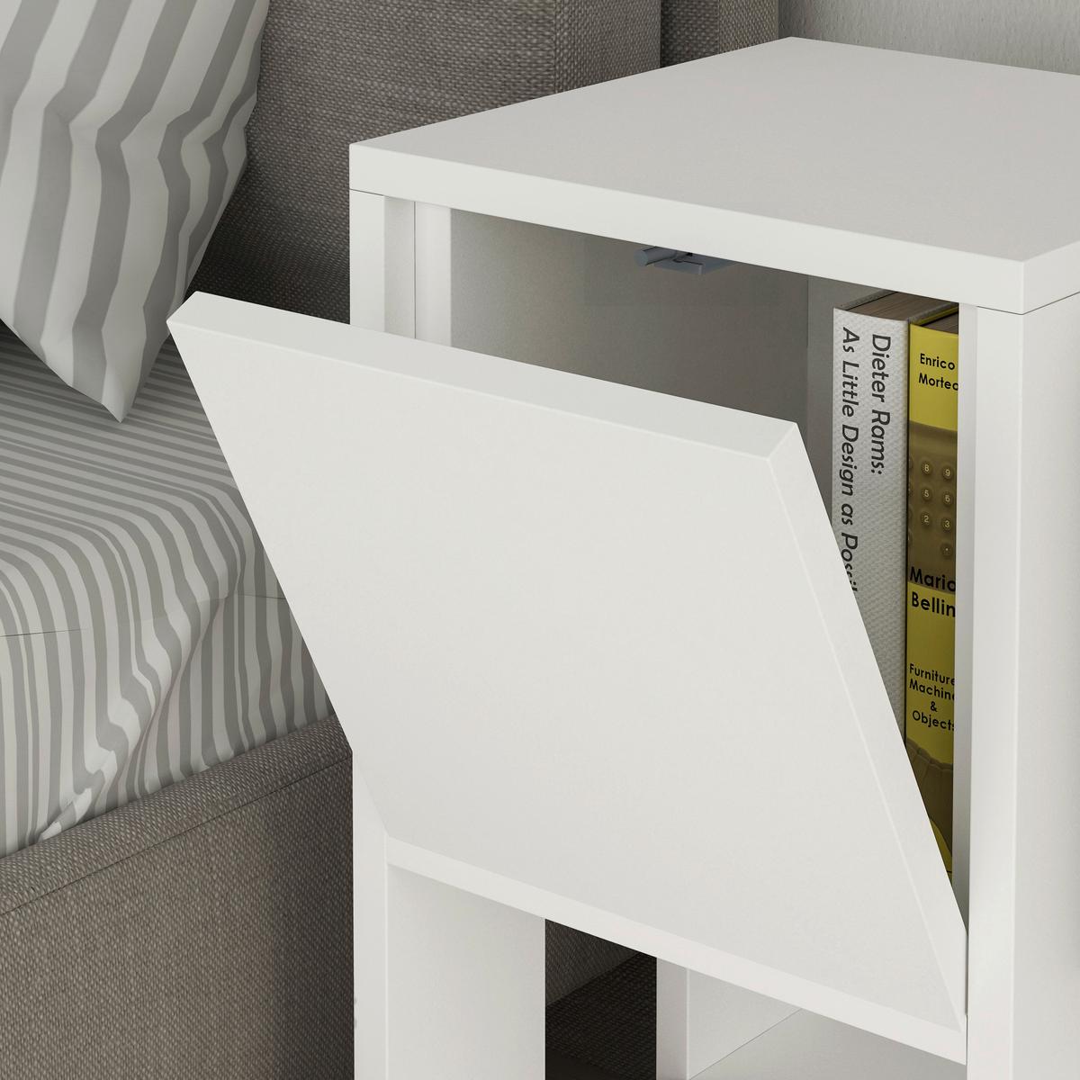 Nočný stolík EMA biely - biela, Design, kompozitné drevo (30/55/30cm) - Livetastic
