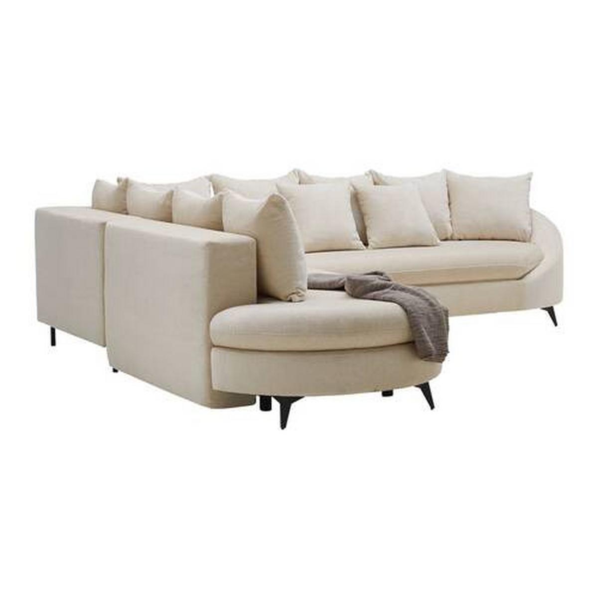 Rohová sedačka AXEL, levá, krémová žinylka - černá/krémová, Moderní, kov/textil (250/291cm) - Mömax