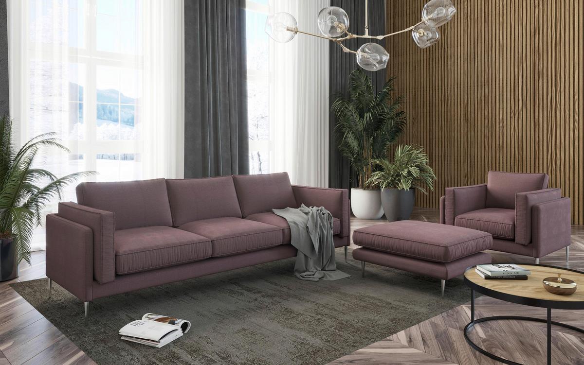 Sitzgarnitur Austin - Edelstahlfarben/Rot, Design, Textil - Livetastic