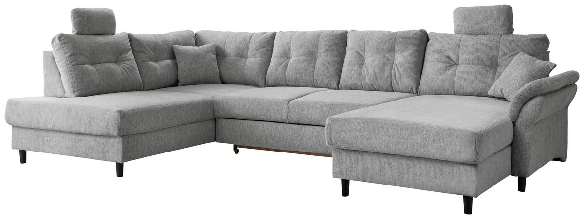 Wohnlandschaft Brizzini Silberfarben U: 206x338x176 Cm - Silberfarben/Schwarz, MODERN, Textil (206/338/176cm) - Livetastic