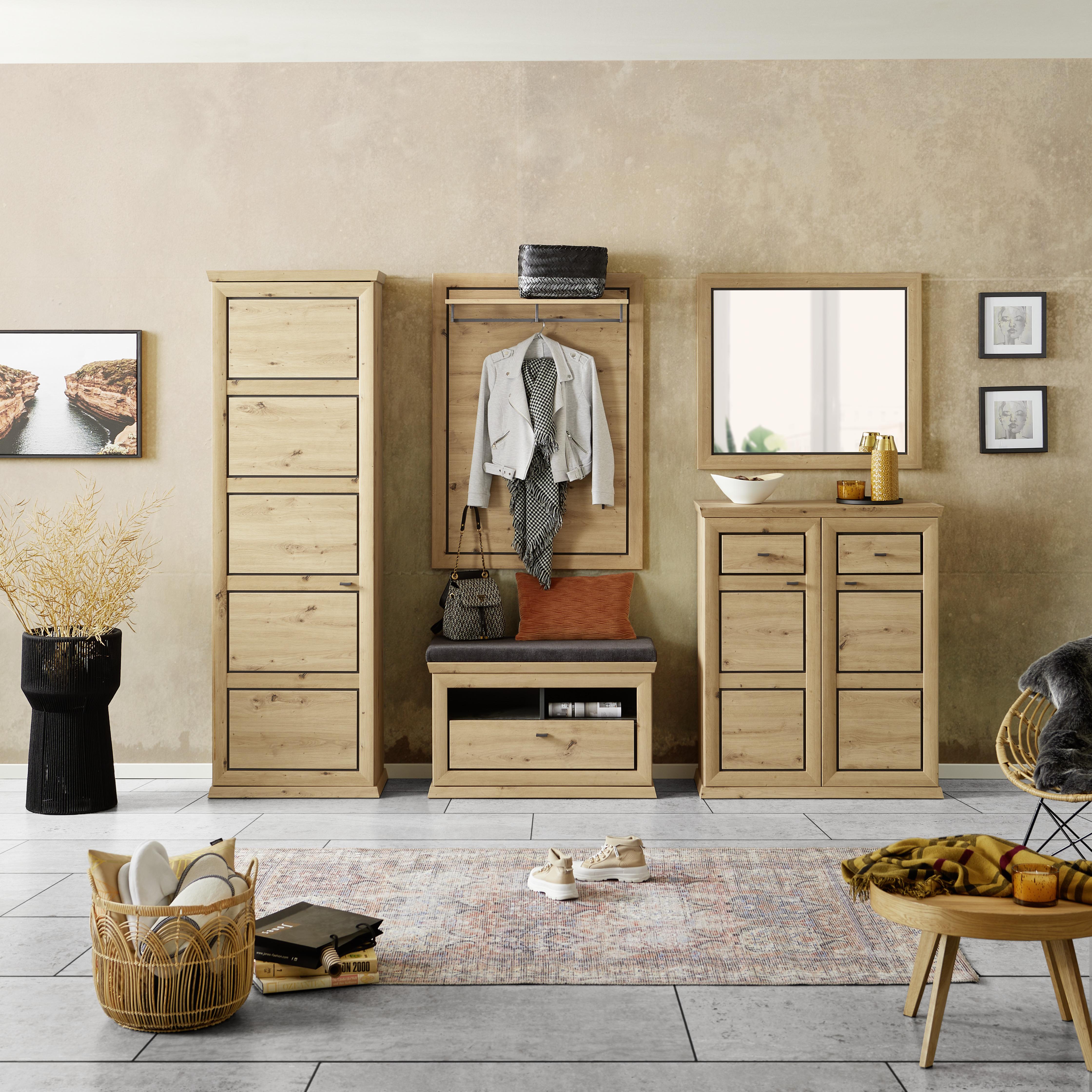 Garderobenschrank Harvey Eiche Dekor B: 64,2 Cm - Eichefarben/Anthrazit, LIFESTYLE, Holzwerkstoff (64,2/196,6/38,5cm)