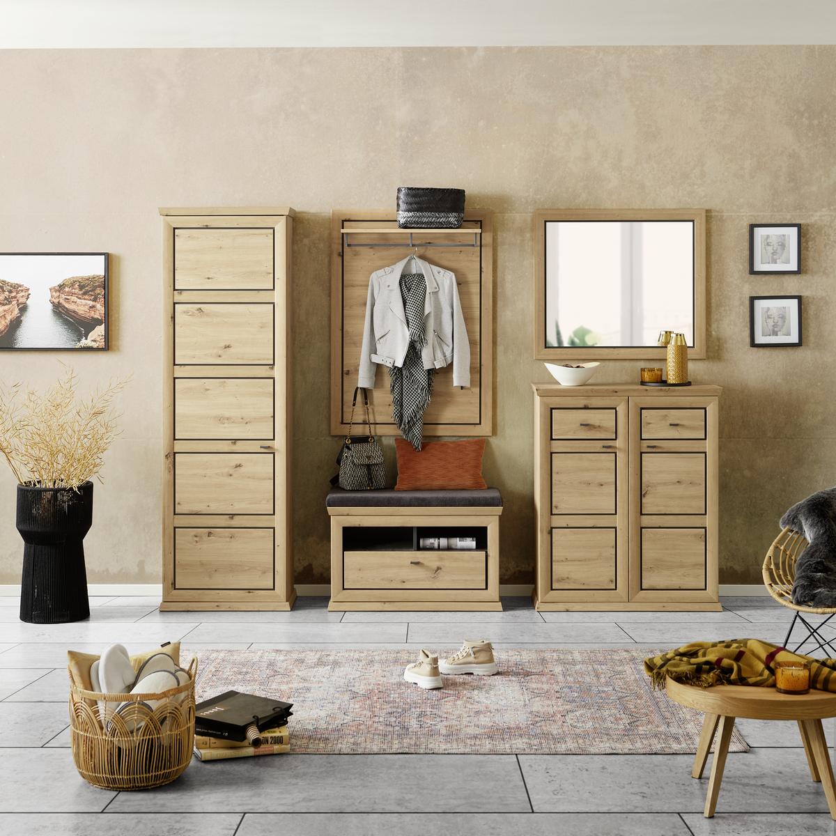 Garderobenschrank Harvey Eiche Dekor B: 64,2 Cm - Eichefarben/Anthrazit, LIFESTYLE, Holzwerkstoff (64,2/196,6/38,5cm)