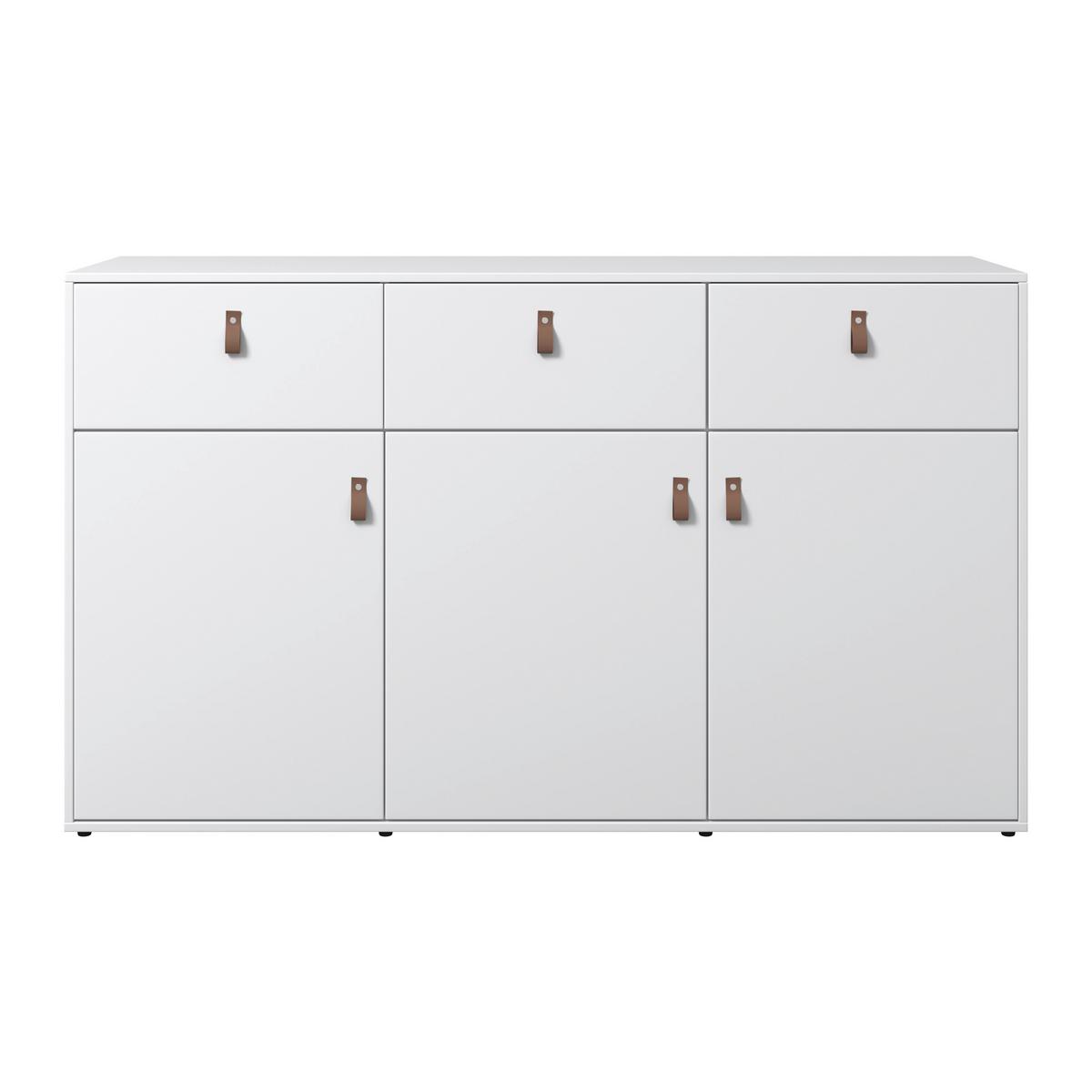 Komoda MICK - bílá/černá, Moderní, textil/plast (138/80/40cm) - Bessagi Home