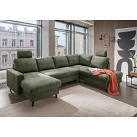 Wohnlandschaft Passione Dunkelgrün U: 153x305x200 cm - Dunkelgrün/Schwarz, MODERN, Textil (153/305/200cm) - Livetastic