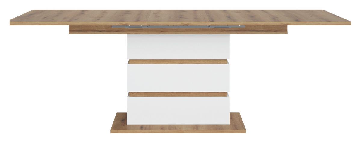 Ausziehtisch Calabria Eiche Dekor Weiß, B: 180-220cm - Eichefarben/Weiß, Trend, Holzwerkstoff (180-220/76,3/90cm)
