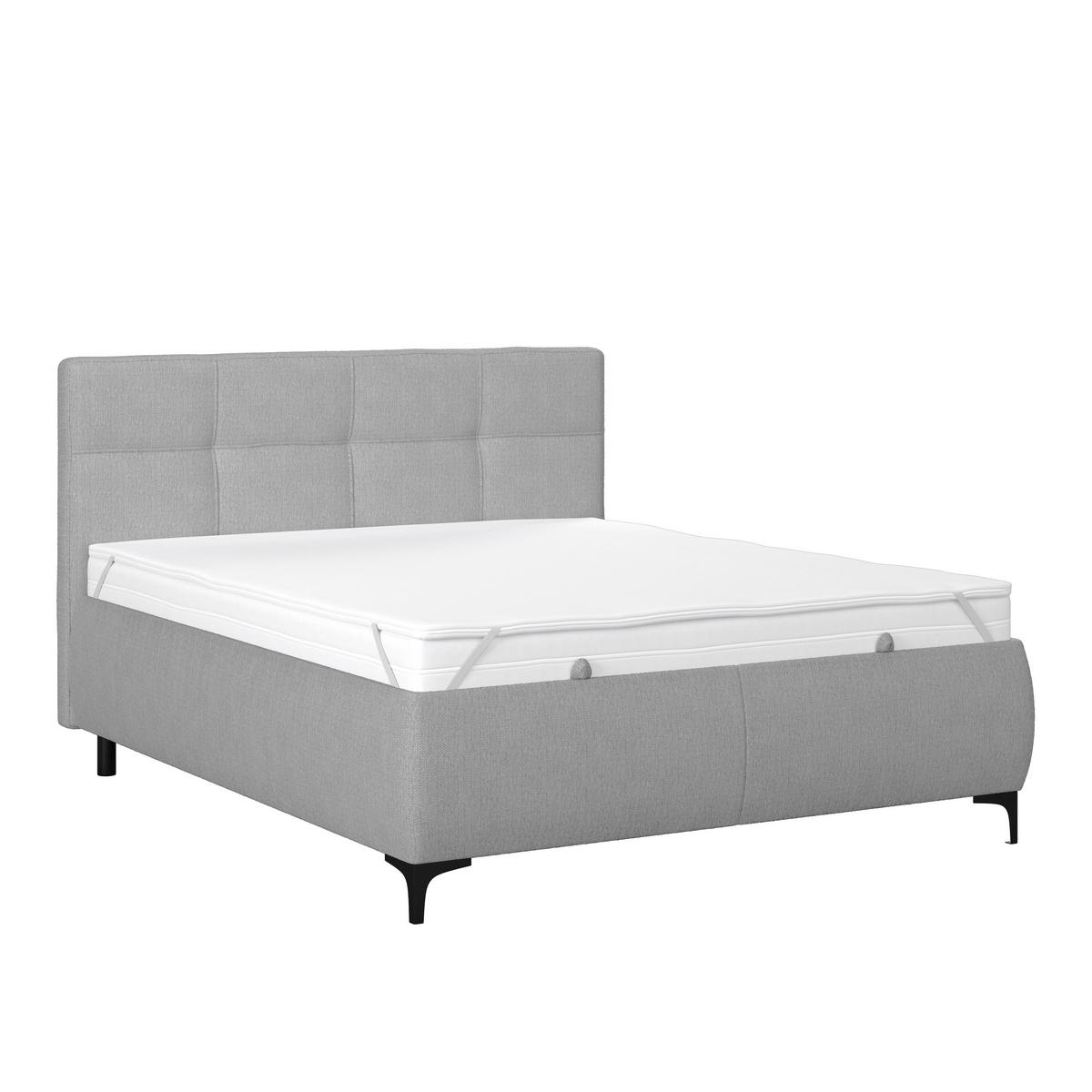 Polsterbett Zeni 140 - Silberfarben/Schwarz, KONVENTIONELL, Holz/Textil (140/200cm)