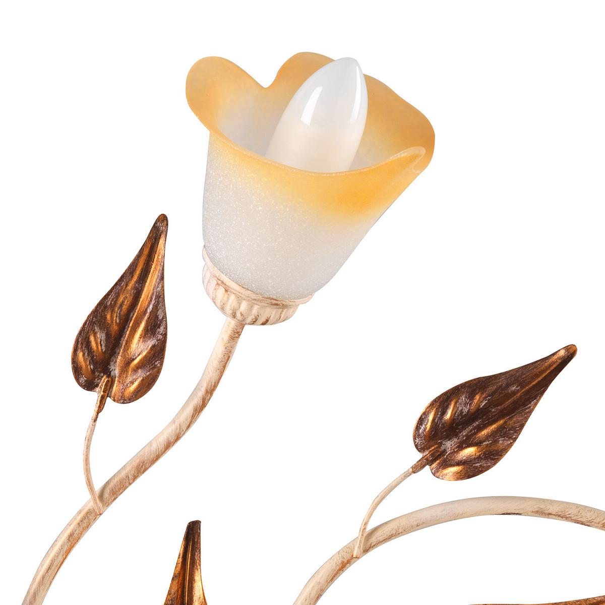 Deckenleuchte 4647/Pl5 - Beige/Weiß, Natur, Glas/Metall (70/70/20cm)