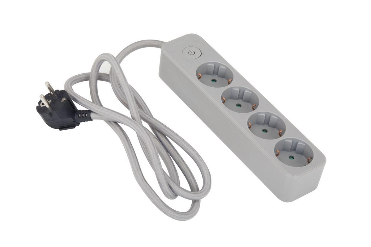 Steckdosenleiste Nia - Grau, KONVENTIONELL, Kunststoff/Metall (22,2/5,2/4cm) - Ondega