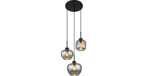 Hängeleuchte Musa H: 120 Cm 3-Flammig, - Schwarz, ROMANTIK / LANDHAUS, Glas (38/38/120cm) - James Wood