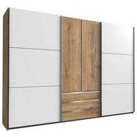 Schwebetürenschränke Mit Laden 300 Cm Magic, Weiß/eiche Dekor - Eichefarben/Weiß, MODERN, Holzwerkstoff (300/216/65cm) - MID.YOU