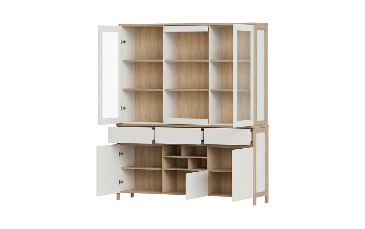 Buffet Stranda Weiß/Eiche B: 164cm - Eichefarben/Weiß, Design, Holzwerkstoff (164/195/39cm) - MID.YOU