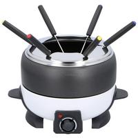 Elektro-Fondue-Set 6 Gabeln Kunststoff mit Spritzschutz - Schwarz/Weiß, Basics, Kunststoff (22,5/16,7/25,6cm)