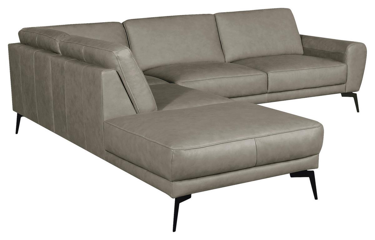 Ecksofa Spring, Grau S: 250x273 cm - Schwarz/Grau, Design, Leder (250/273cm) - Livetastic