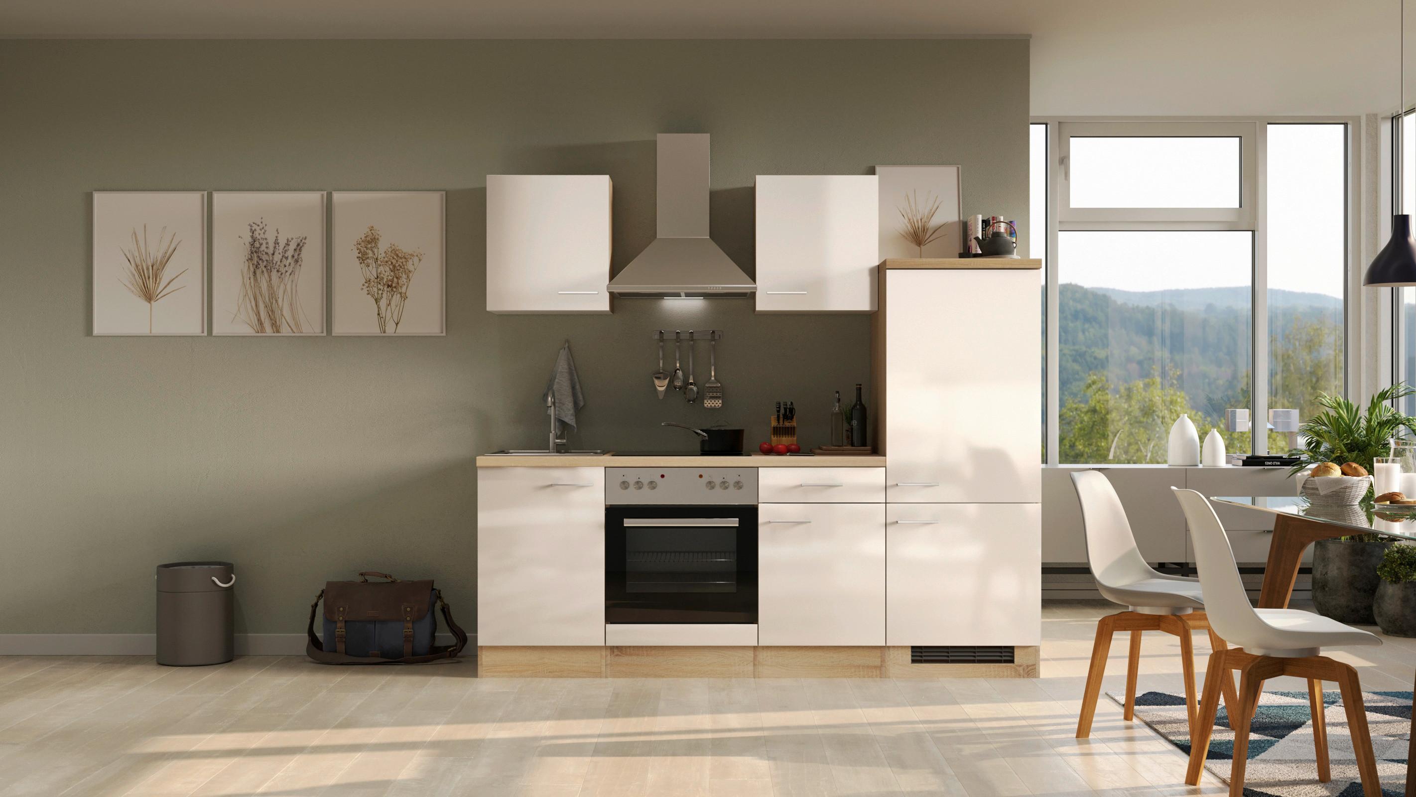 Küchenblock Nepal Sonoma Eiche/Kaschmir B:220cm - Kaschmir/Sonoma Eiche, MODERN, Holzwerkstoff (220cm) - FlexWell