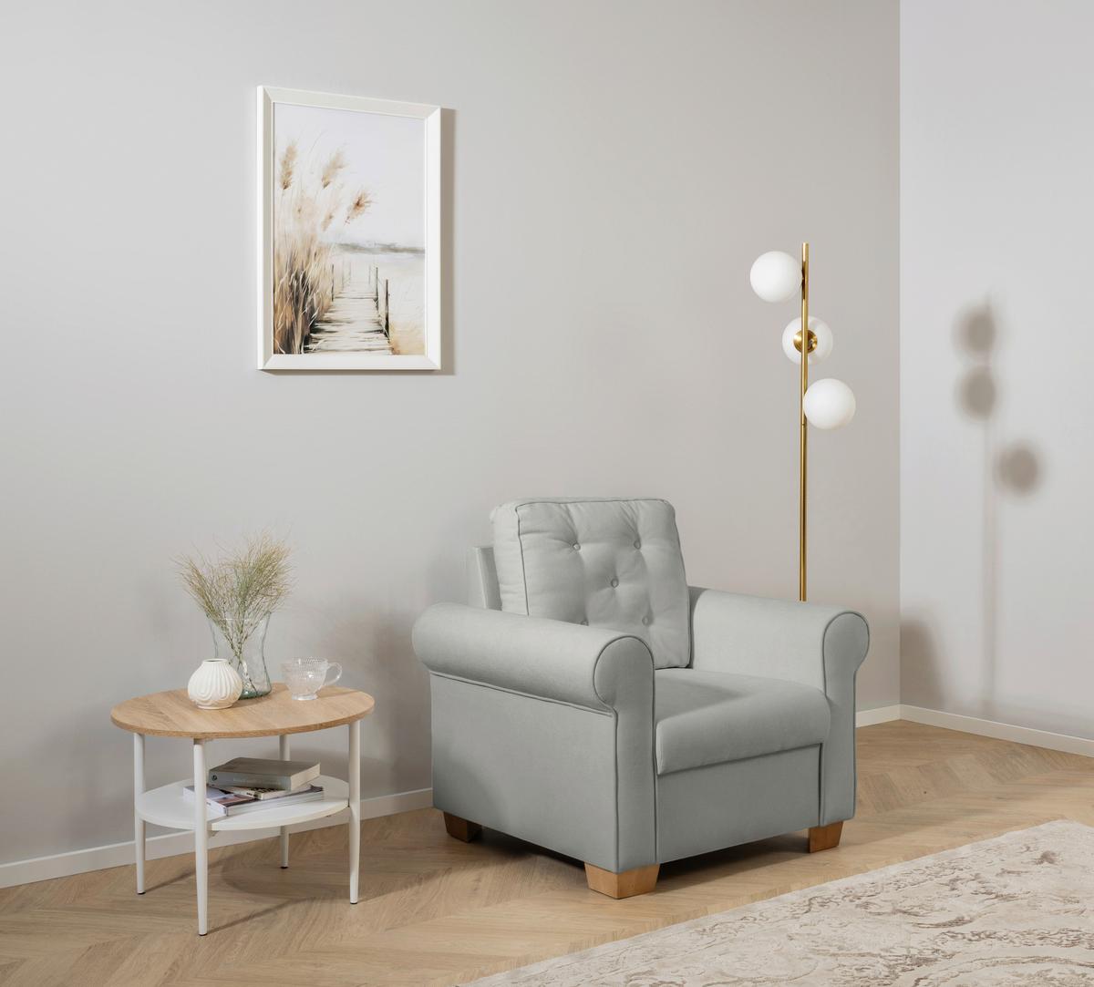 Sessel Arles, Grau 90 B: 93 Cm - Buchefarben/Grau, Design, Textil (93/89/82cm) - MID.YOU