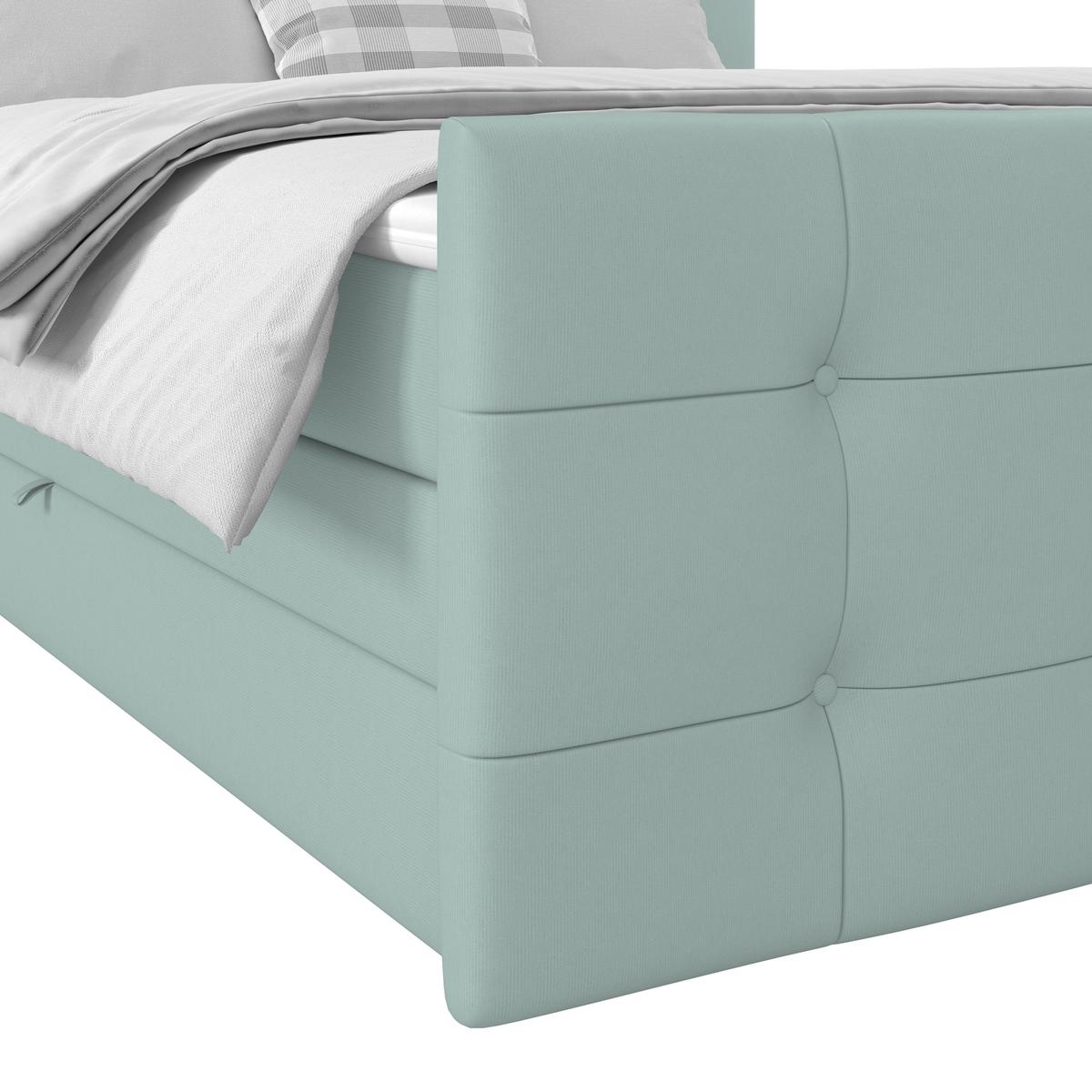 Boxspringbett Josie 160 - Jadegrün/Schwarz, MODERN, Holz/Holzwerkstoff (160/200cm)