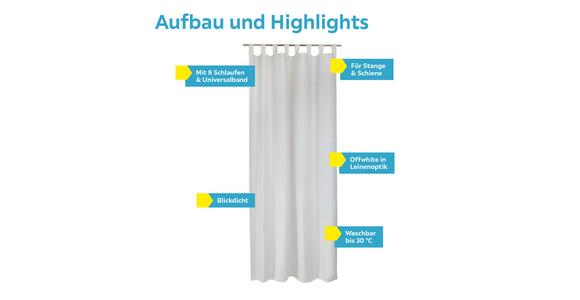 Vorhang mit Schlaufen und Band Lena 135x255 cm Offwhite - Naturfarben, MODERN, Textil (135/255cm) - Luca Bessoni