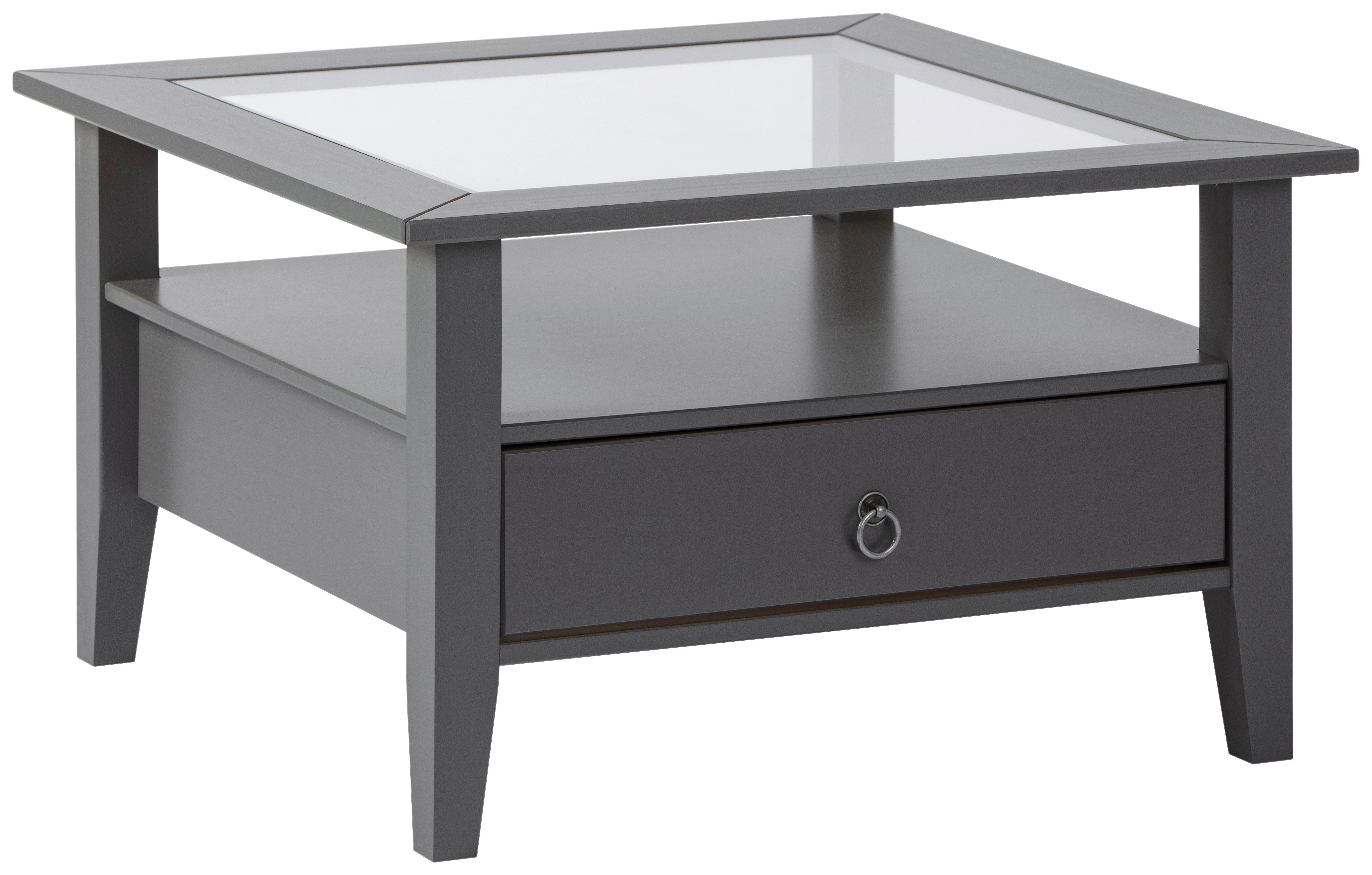 Couchtisch Holz Massiv Mit Schublade Provence, Grau - Grau, Basics, Glas/Holz (75/75/45cm) - MID.YOU