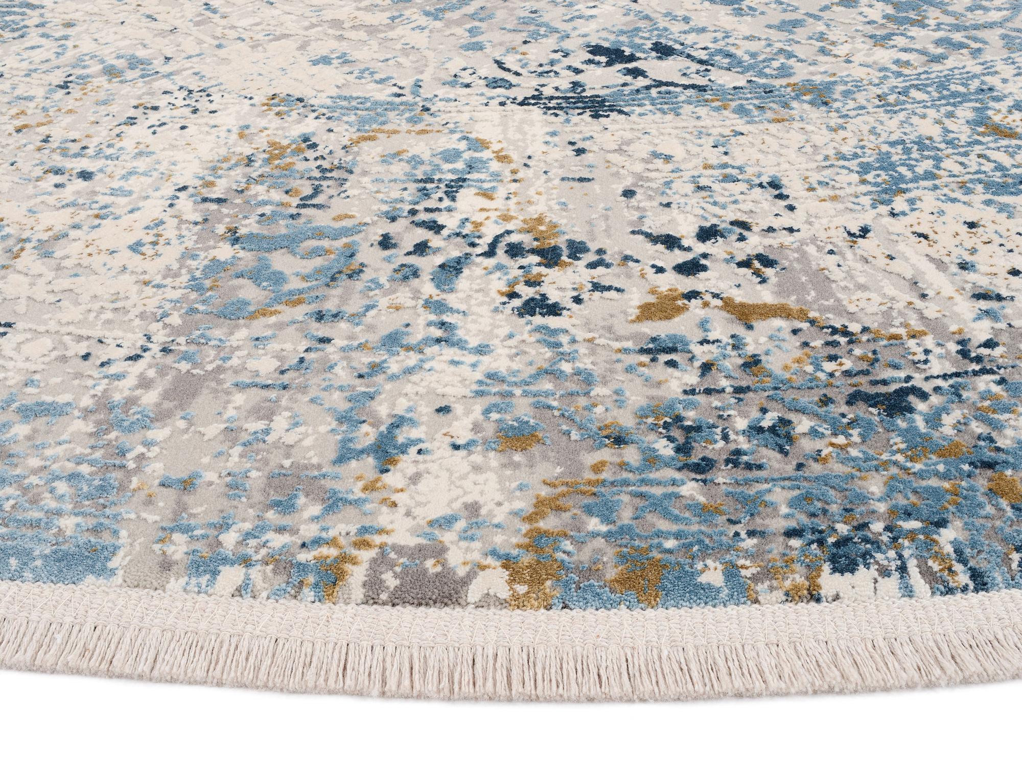 Webteppich Avignon Multicolor Rund Ø 200 cm - Blau/Grau, Design, Textil (200cm) - Dieter Knoll