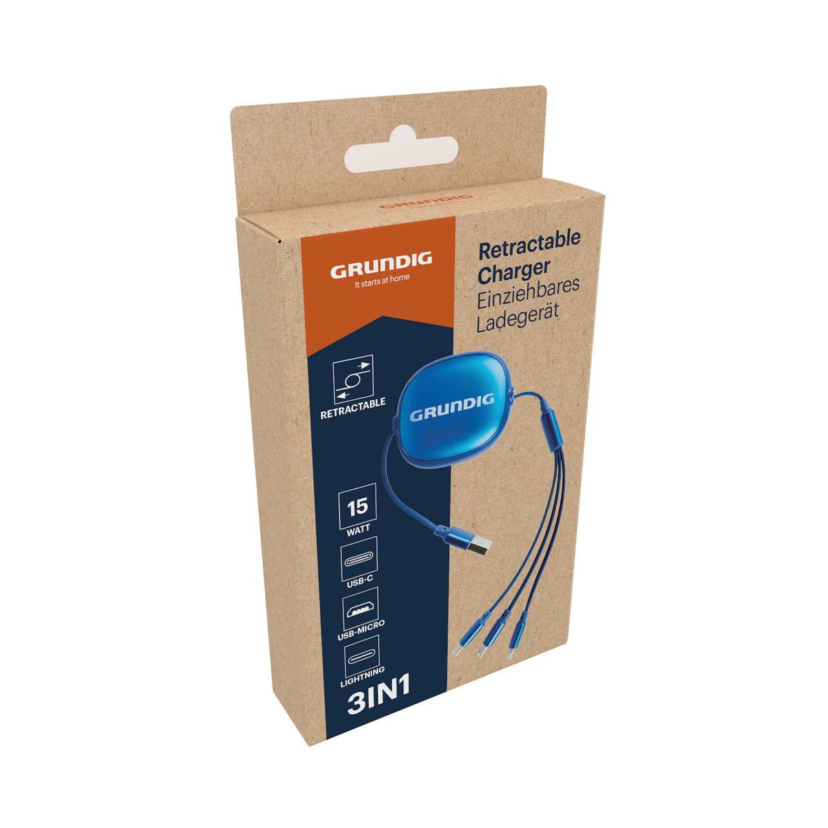 USB-LADEKABEL 3 Adapter - Blau/Beige, Basics, Kunststoff/Metall (9,3/3/16,3cm) - Grundig