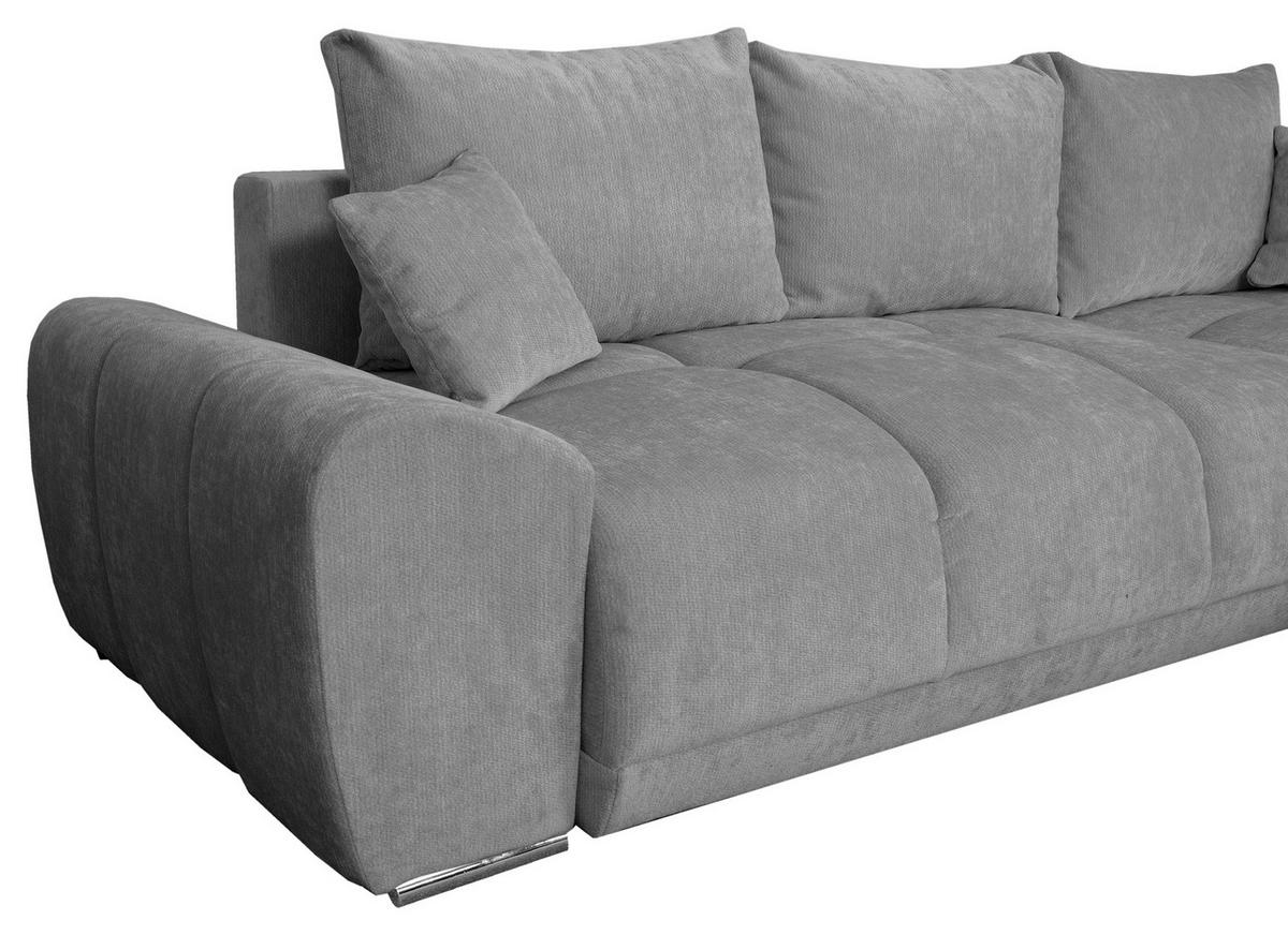 ECKSCHLAFSOFA Ramon, Dunkelgrau S: 296x182cm - Chromfarben/Dunkelgrau, Trend, Textil (296/182cm)