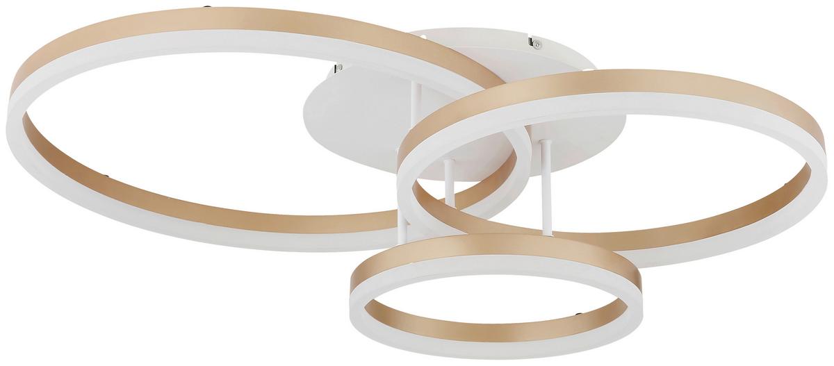 LED-DECKENLEUCHTE CHRISTIAN - Champagner/Opal, Basics, Kunststoff/Metall (77,5/58,5/17,5cm)