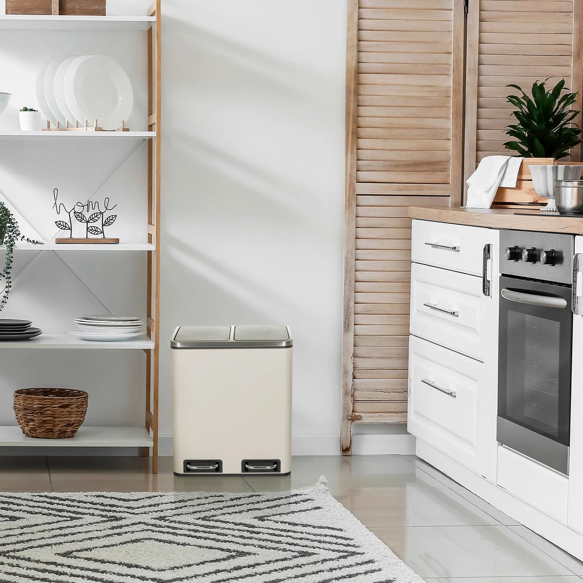 Abfallsammler Clean Ix Schwarz B: 41,5 cm - Beige/Schwarz, MODERN, Kunststoff/Metall (41,5/48/32cm) - MID.YOU