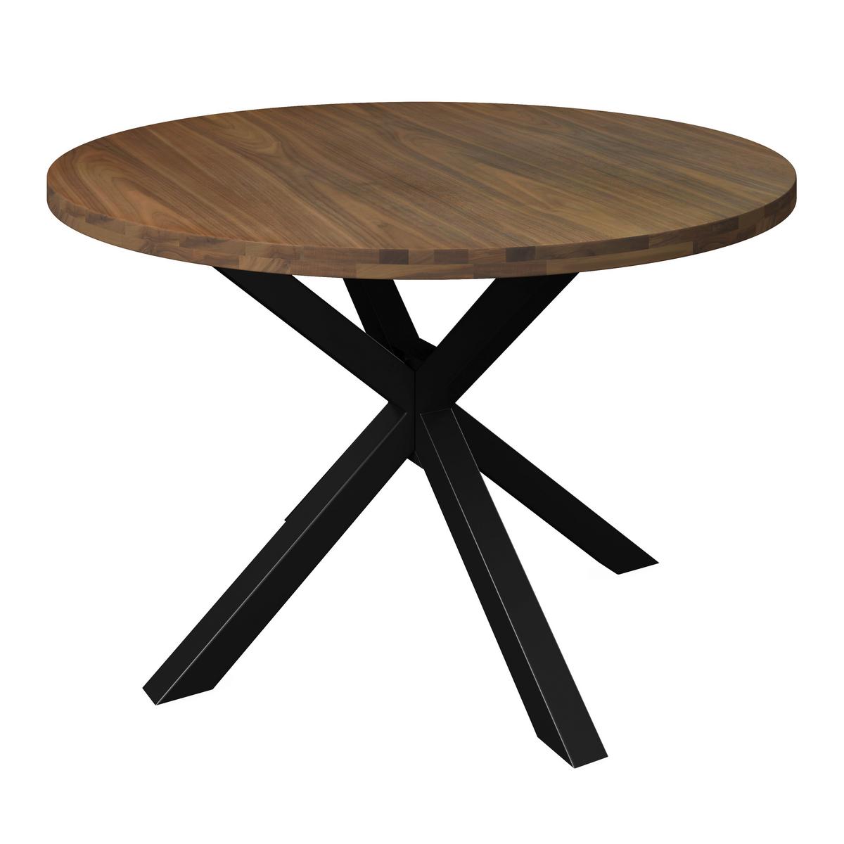 Jedálenský stôl Rene, P: 120 cm - čierna/farba akácie, Modern, kov/drevo (120/76cm) - Bessagi Home