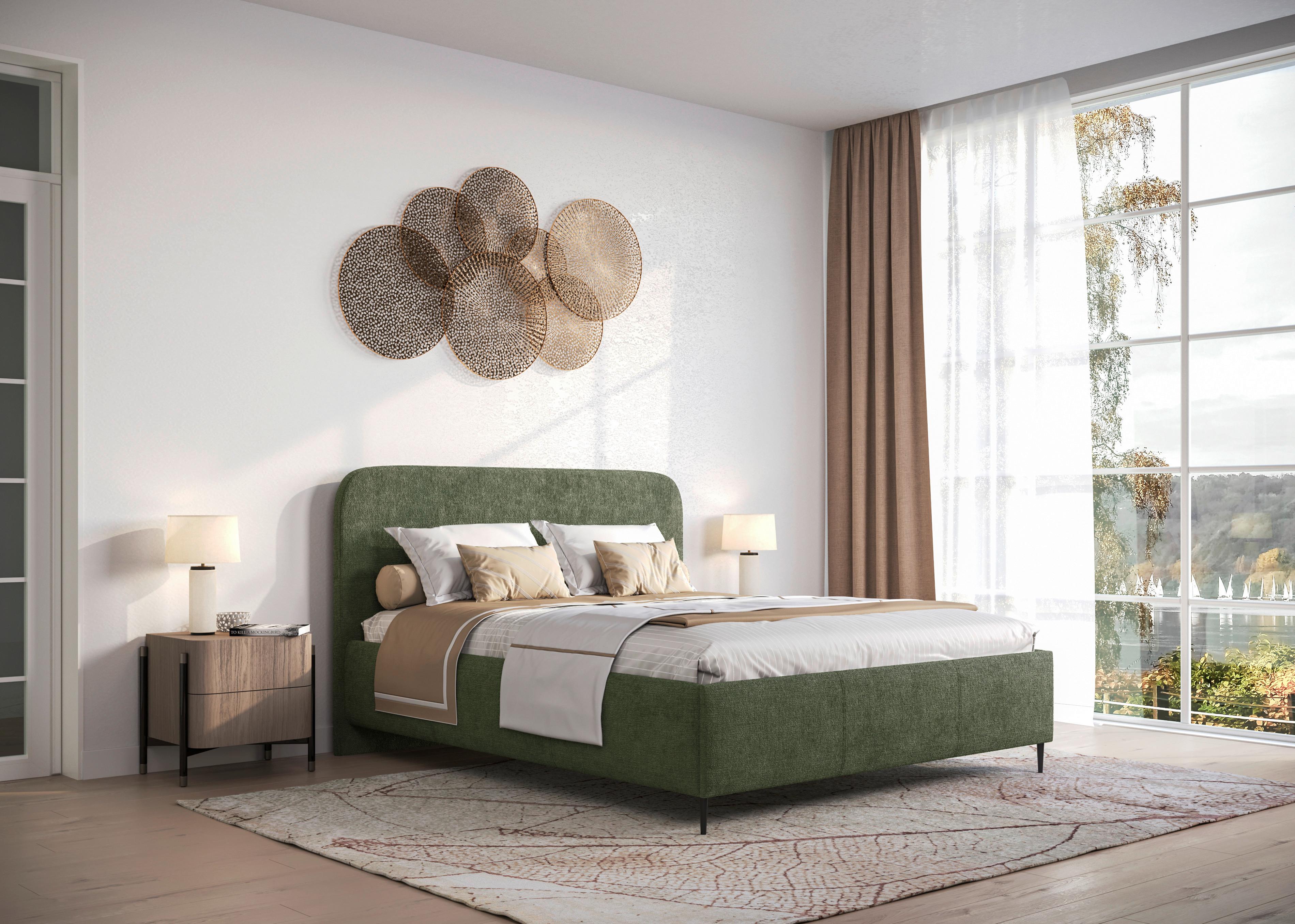 Polsterbett mit Lattenrost 180x200 cm Bendi Dunkelgrün - Dunkelgrün/Schwarz, MODERN, Holz/Holzwerkstoff (180/200cm) - MID.YOU