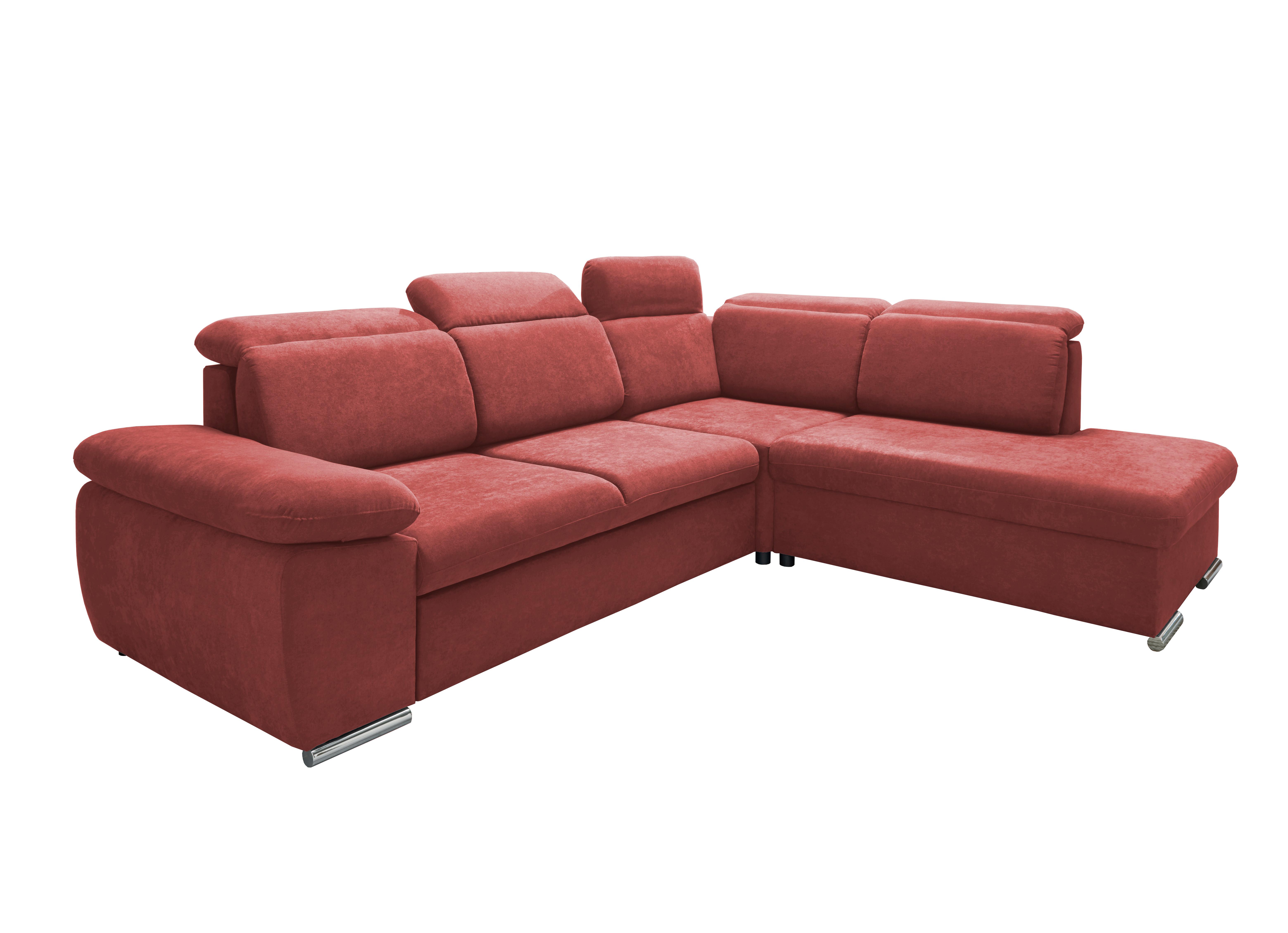 Ecksofa Vasto Rot S: 283x228 cm - Chromfarben/Rot, Design, Textil (283/228cm) - Livetastic