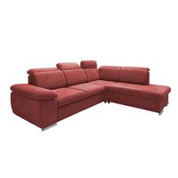 Ecksofa Vasto Rot S: 283x228 cm - Chromfarben/Rot, Design, Textil (283/228cm) - Livetastic