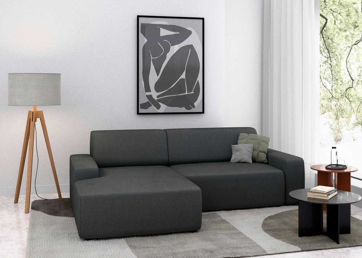 Ecksofa Wien Anthrazit S: 162x246 cm - Anthrazit/Schwarz, MODERN, Textil (162/246cm) - Trendmanufaktur