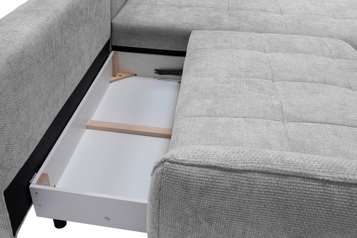 Ecksofa Samoa Hellgrau S: 187x282 cm - Hellgrau/Schwarz, Design, Textil (187/282cm) - Livetastic
