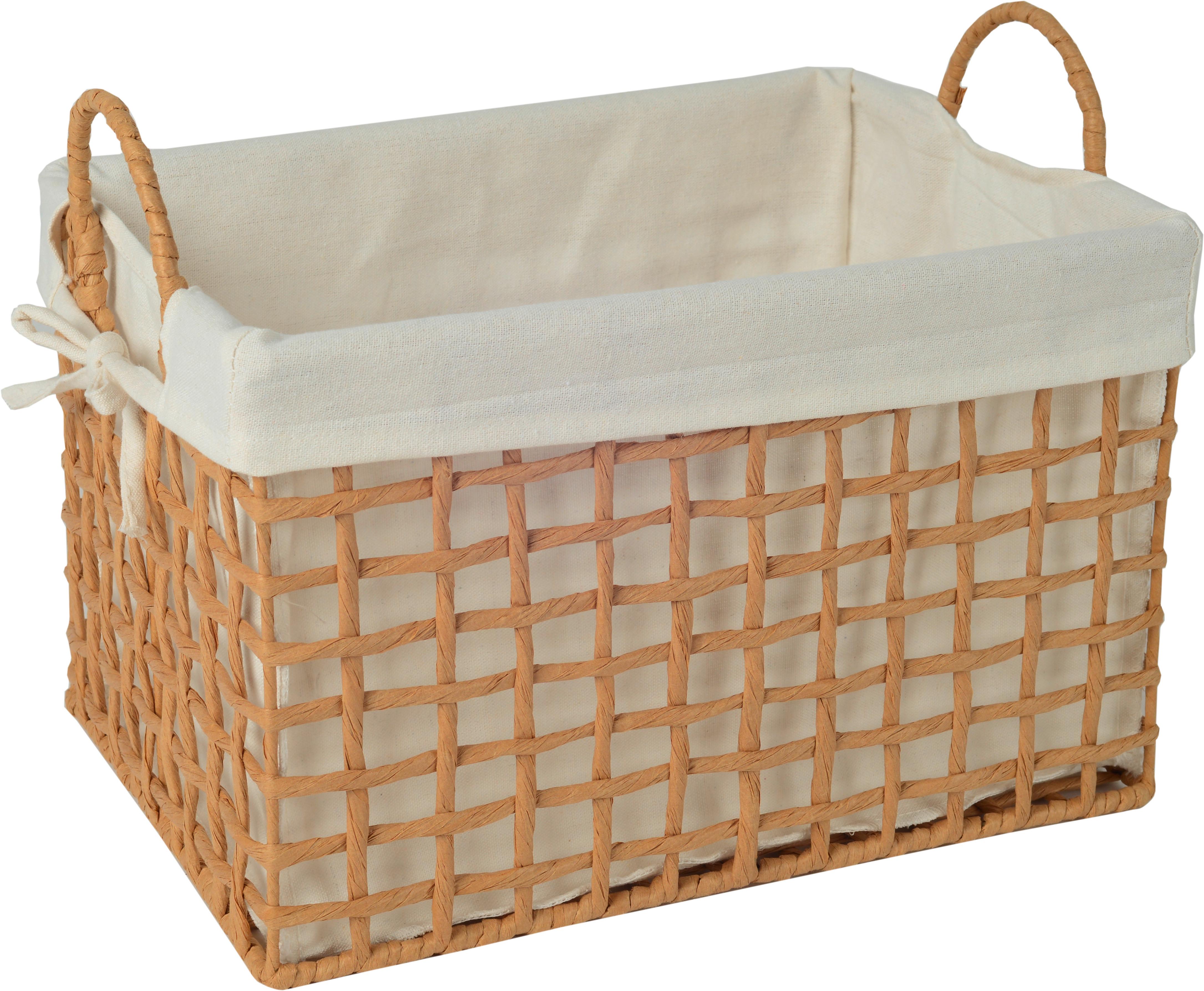 Regalkorb Alejna - Naturfarben/Weiß, ROMANTIK / LANDHAUS, Papier/Textil (35/25/22cm) - Luca Bessoni