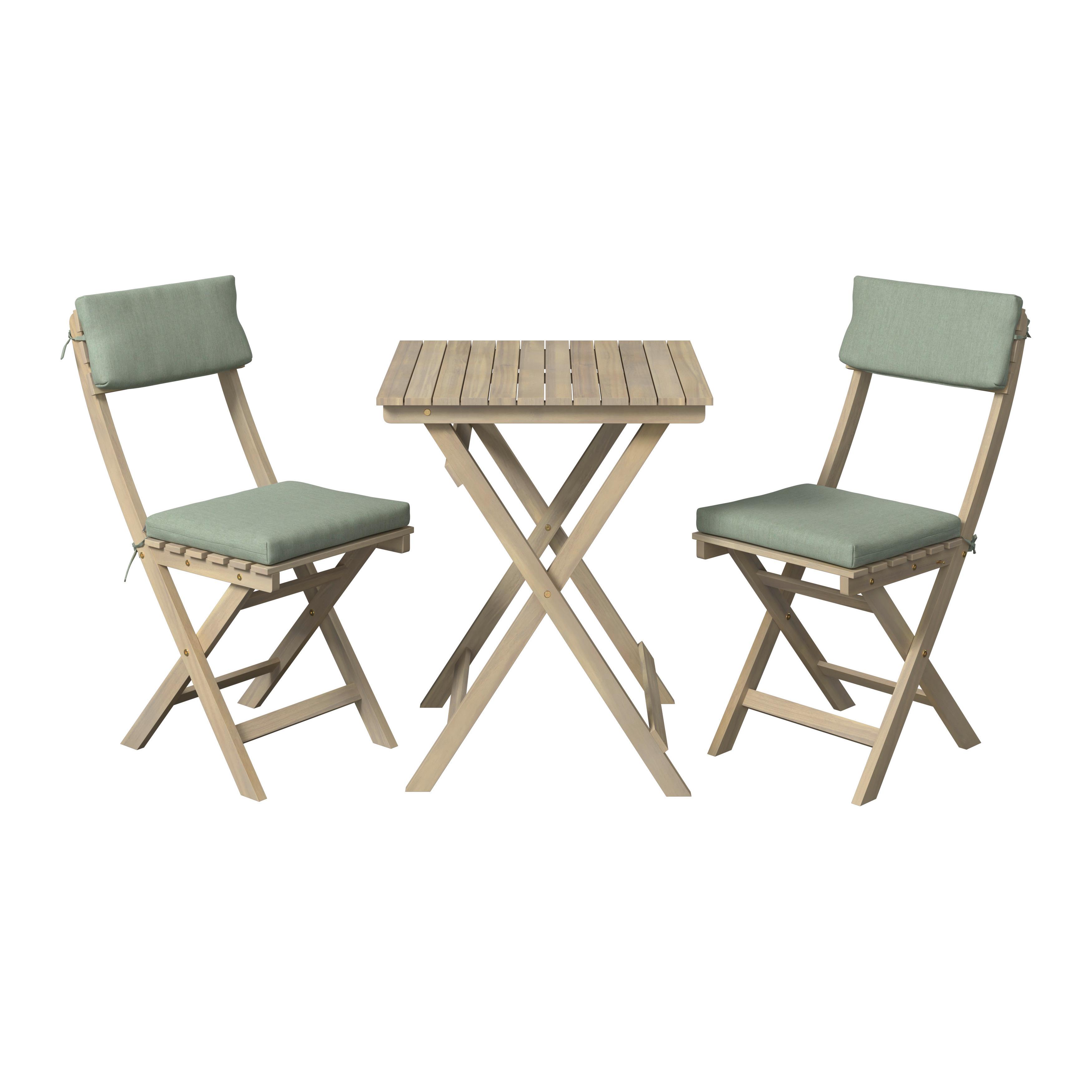 Balkonset Vilnius - Grau/Akaziefarben, MODERN, Holz/Kunststoff (58/71,5/58cm) - Beldano