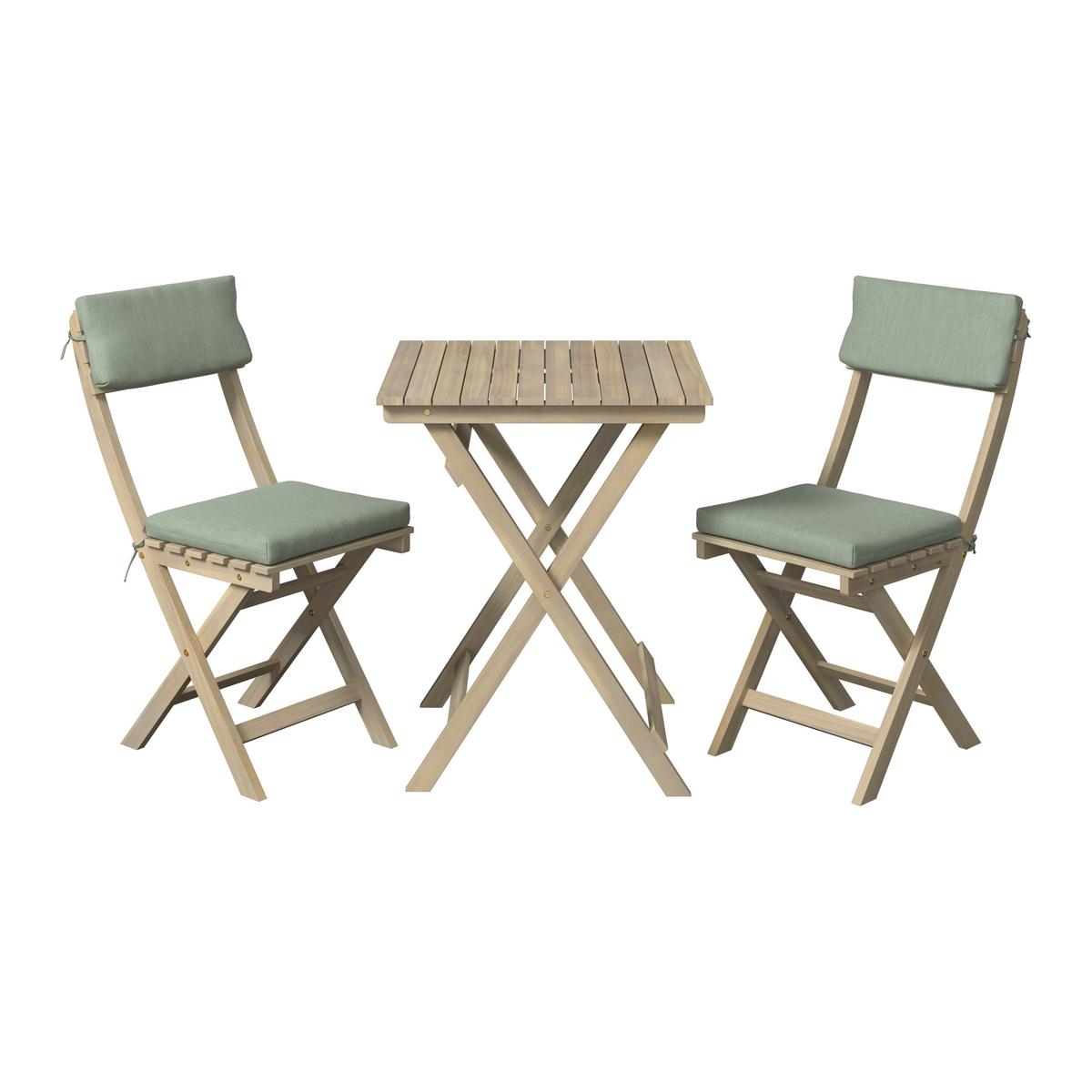 Balkonset Vilnius - Grau/Akaziefarben, MODERN, Holz/Kunststoff (58/71,5/58cm) - Beldano