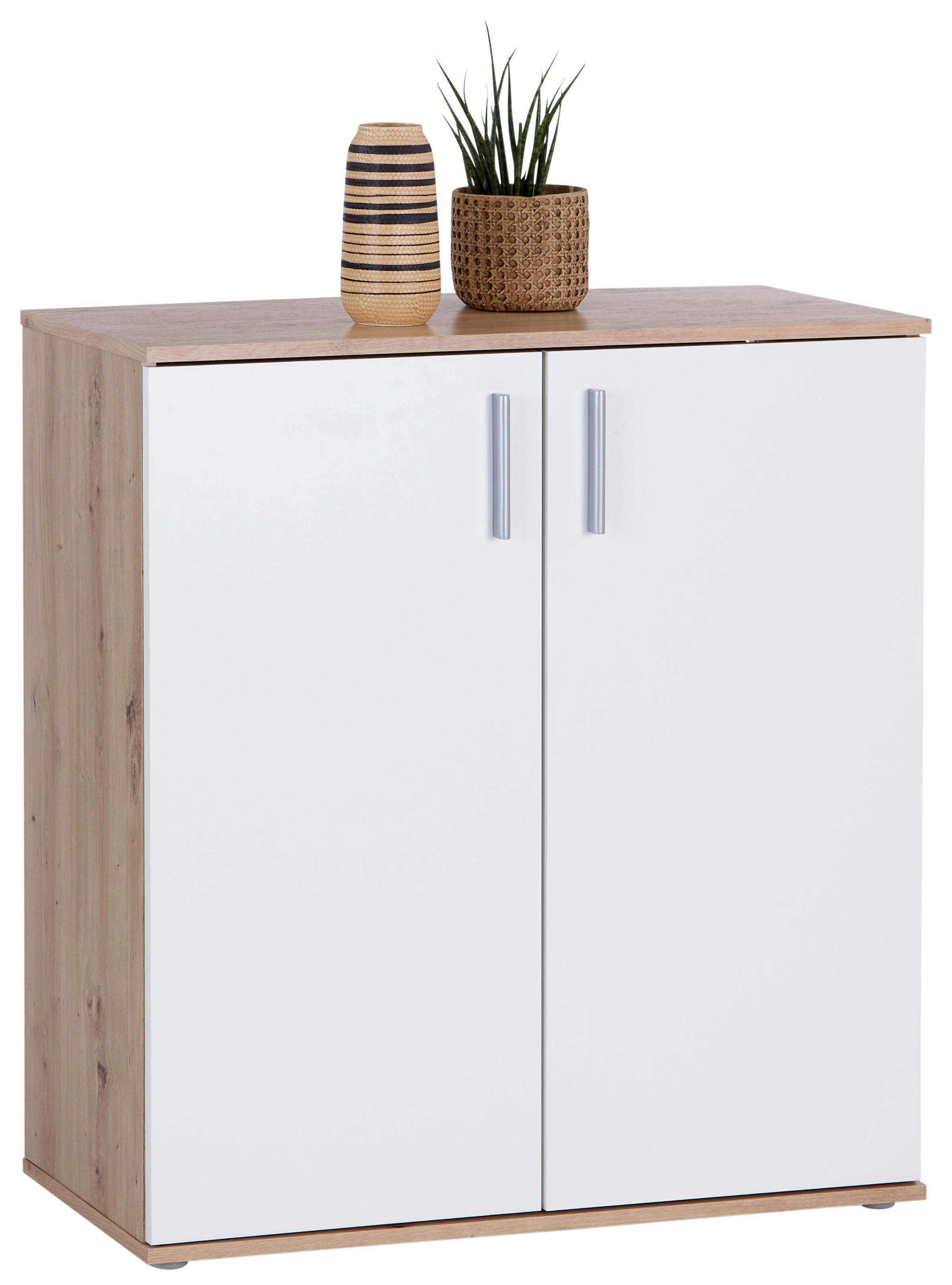 KOMODA INA 01 - bílá/dub artisan, Moderní, kompozitní dřevo/plast (88,2/94,8/38,3cm)