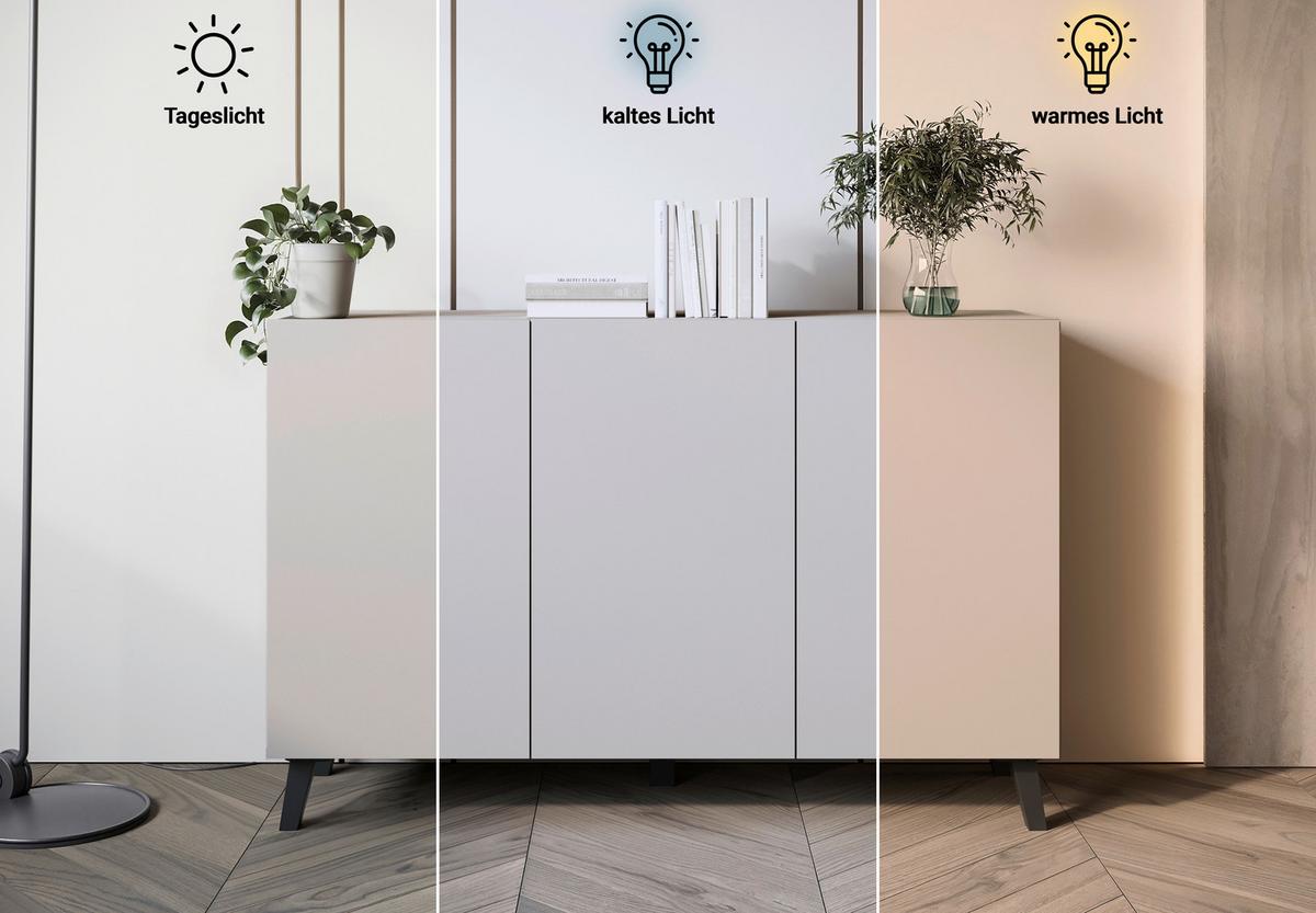 Sideboard Phuket 120 Beige, Kaschmir B: 120 cm - Kaschmir/Beige, Design, Holzwerkstoff (120/76/39cm) - P & B