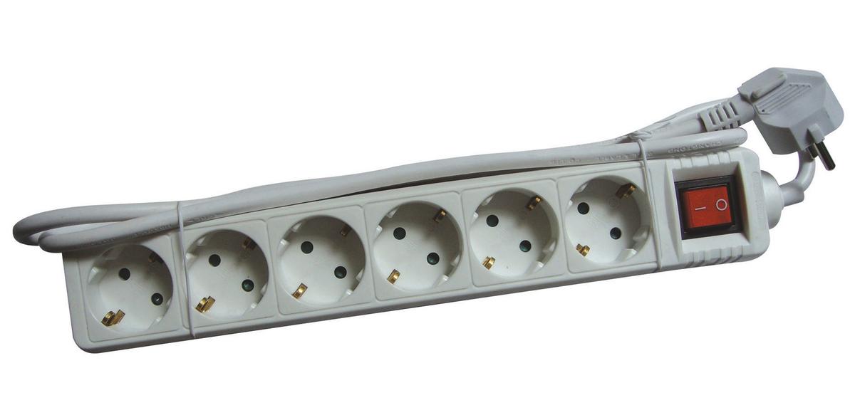 Steckdosenleiste 6-fach 140 Cm Weiß Mit Kontrollschalter - Weiß, KONVENTIONELL, Kunststoff (140cm) - Ondega