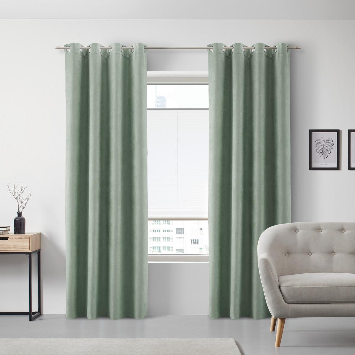 ZÁVĚS S OČKY Velours, 140/245cm, zelená - zelená, Konvenční, textil (140/245cm) - Modern Living