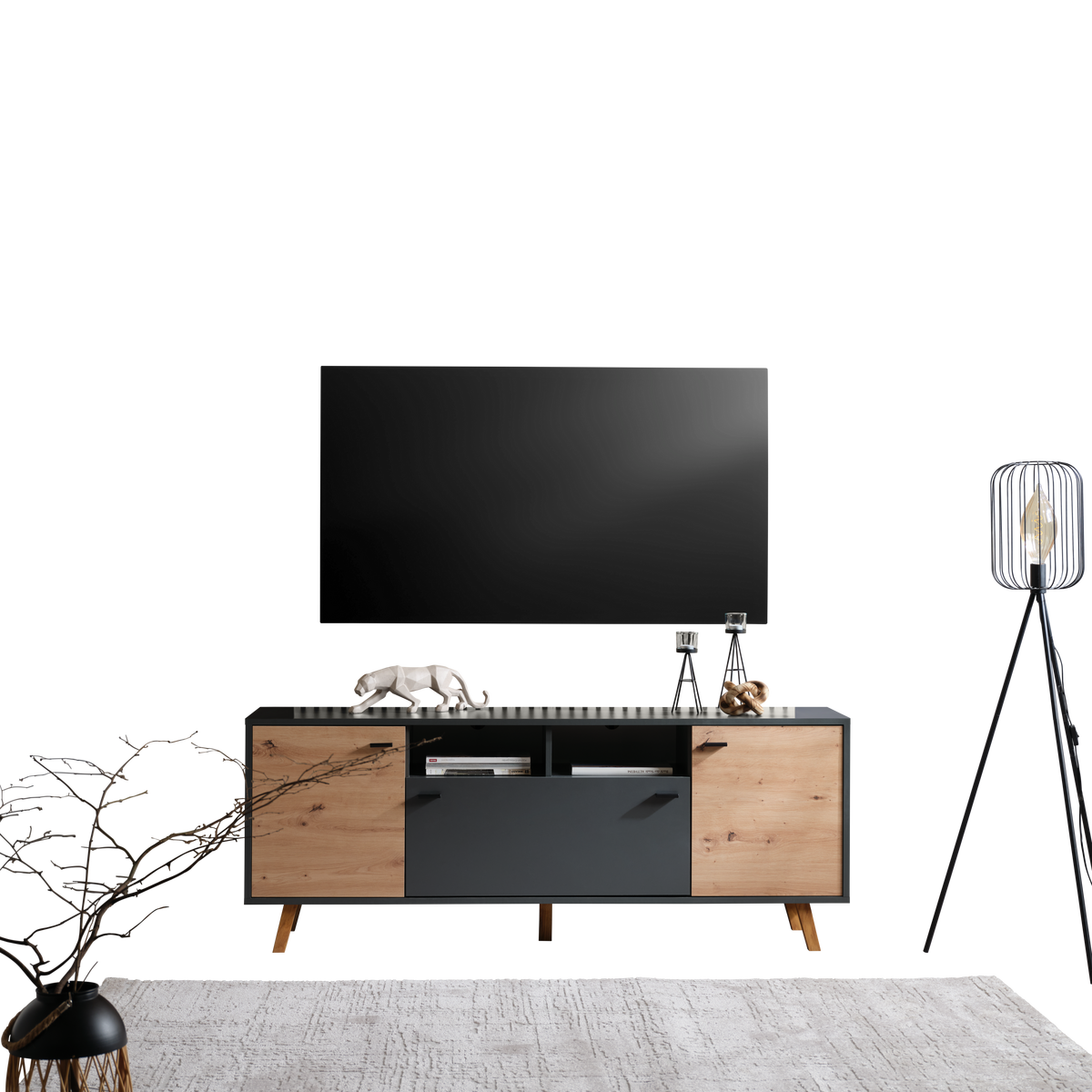 Akustikpaneel Josef - Eichefarben/Weiß, MODERN, Holzwerkstoff/Kunststoff (90/60/2cm)