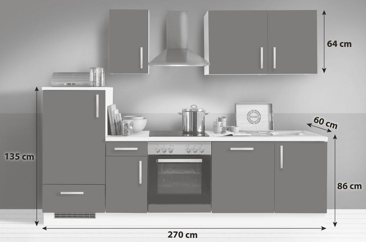 Küchenblock White-Premium - Weiß Hochglanz/Weiß, KONVENTIONELL, Holzwerkstoff (270cm) - Menke