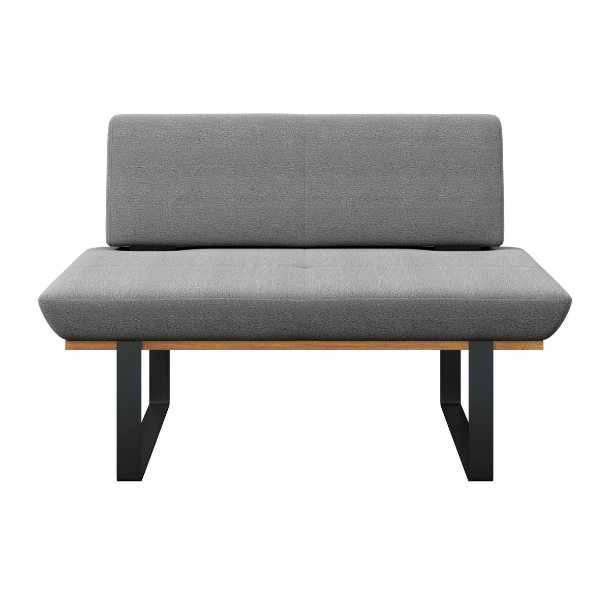 Sitzbank Tristan Webstoff hellgrau, B: 130cm - Hellgrau/Schwarz, MODERN, Holz/Textil (130/48/90cm) - James Wood