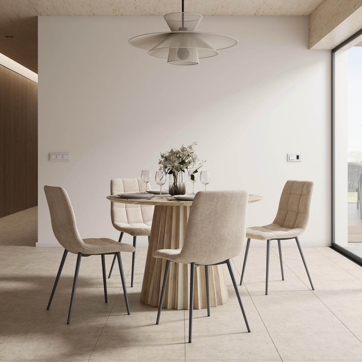 STOLIČKA RIA - čierna/sivobéžová, Modern, kov/textil (44/87/54cm) - Bessagi Home