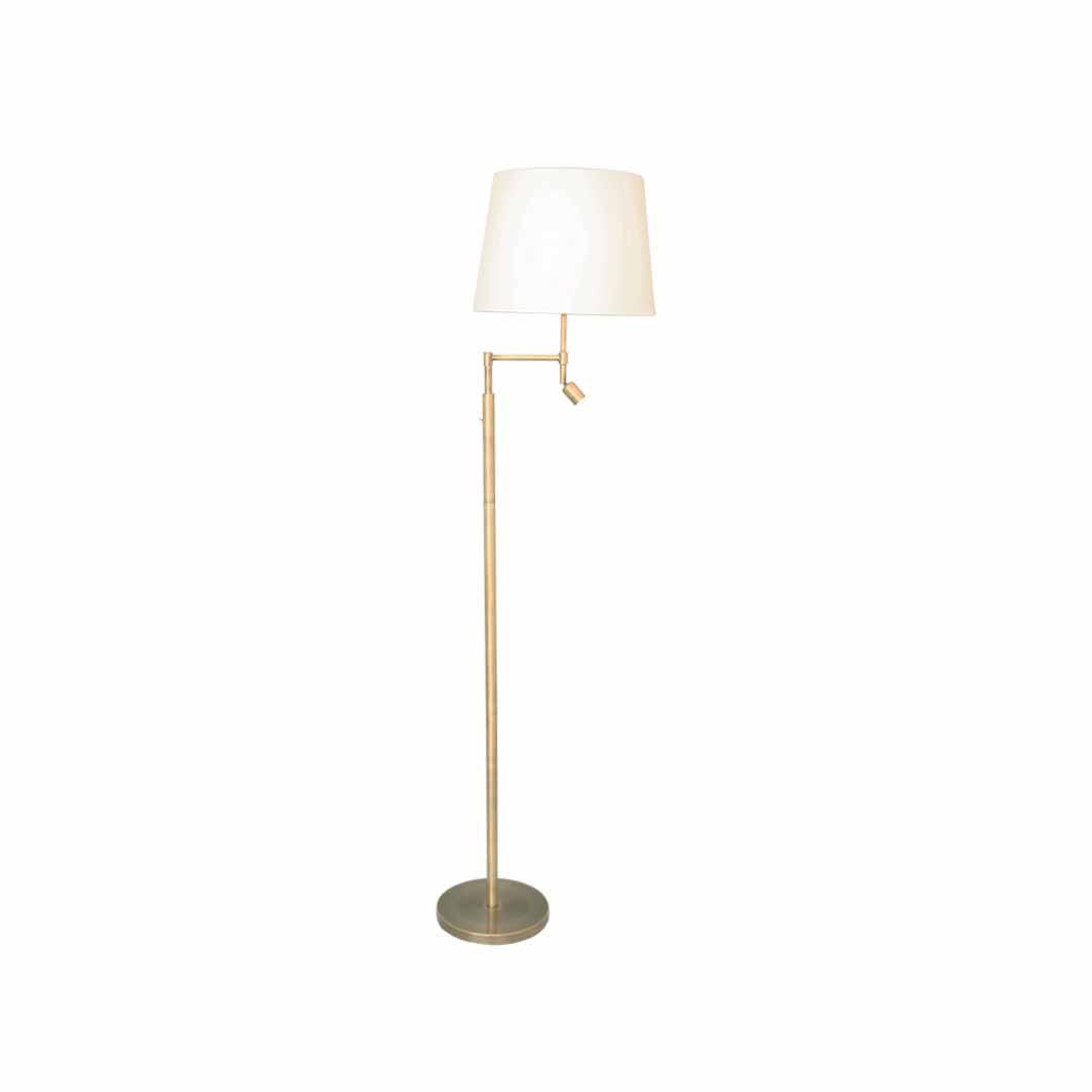 Stehlampe Orlando Beige/Goldfarben Knopfschalter - Beige, LIFESTYLE, Textil/Metall (138cm) - By Rydéns