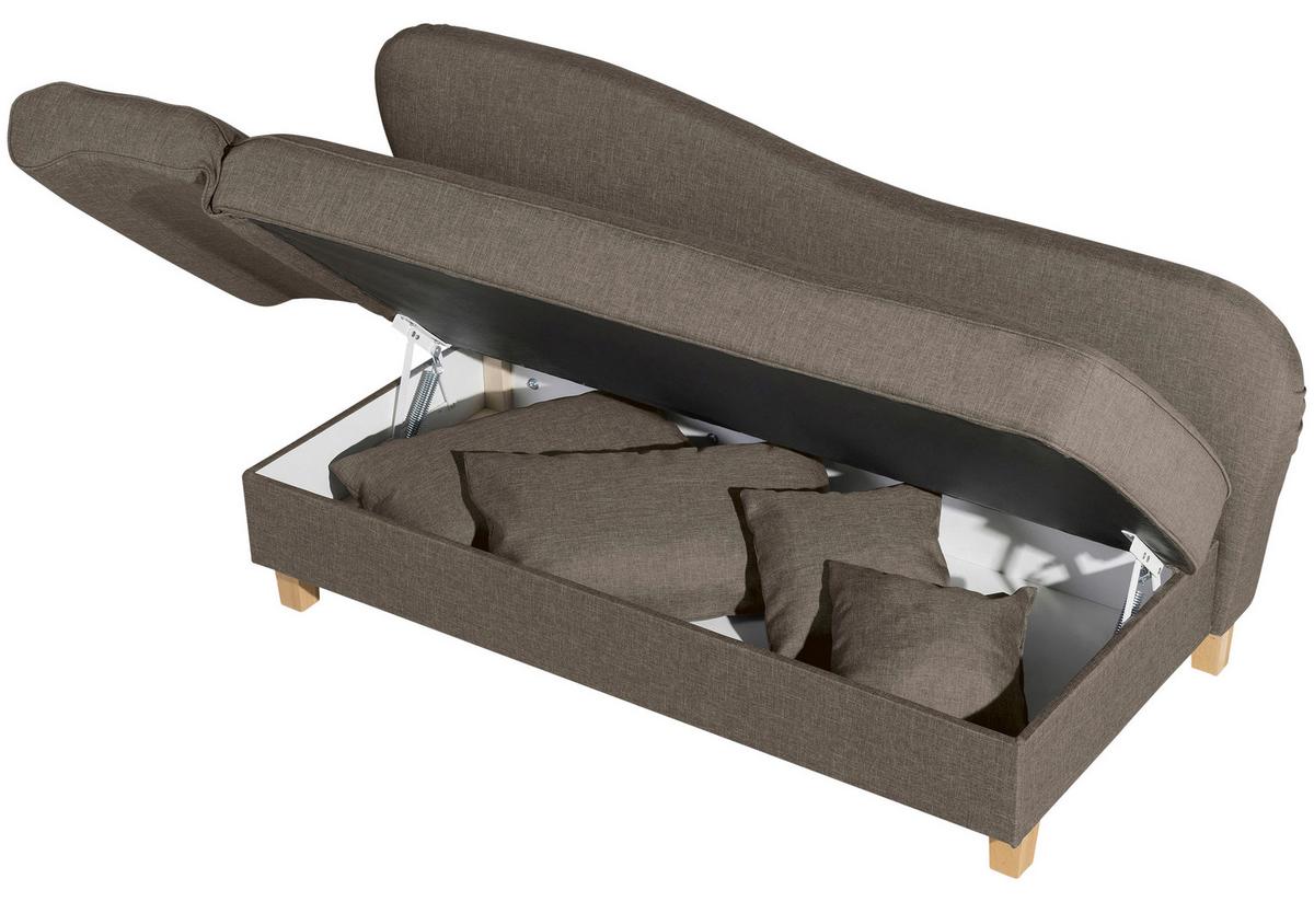 Recamiere Selma Sahara Links mit Bettkasten+schlaffunktion - Hellbraun/Buchefarben, Design, Textil (190/88/82cm) - Max Winzer
